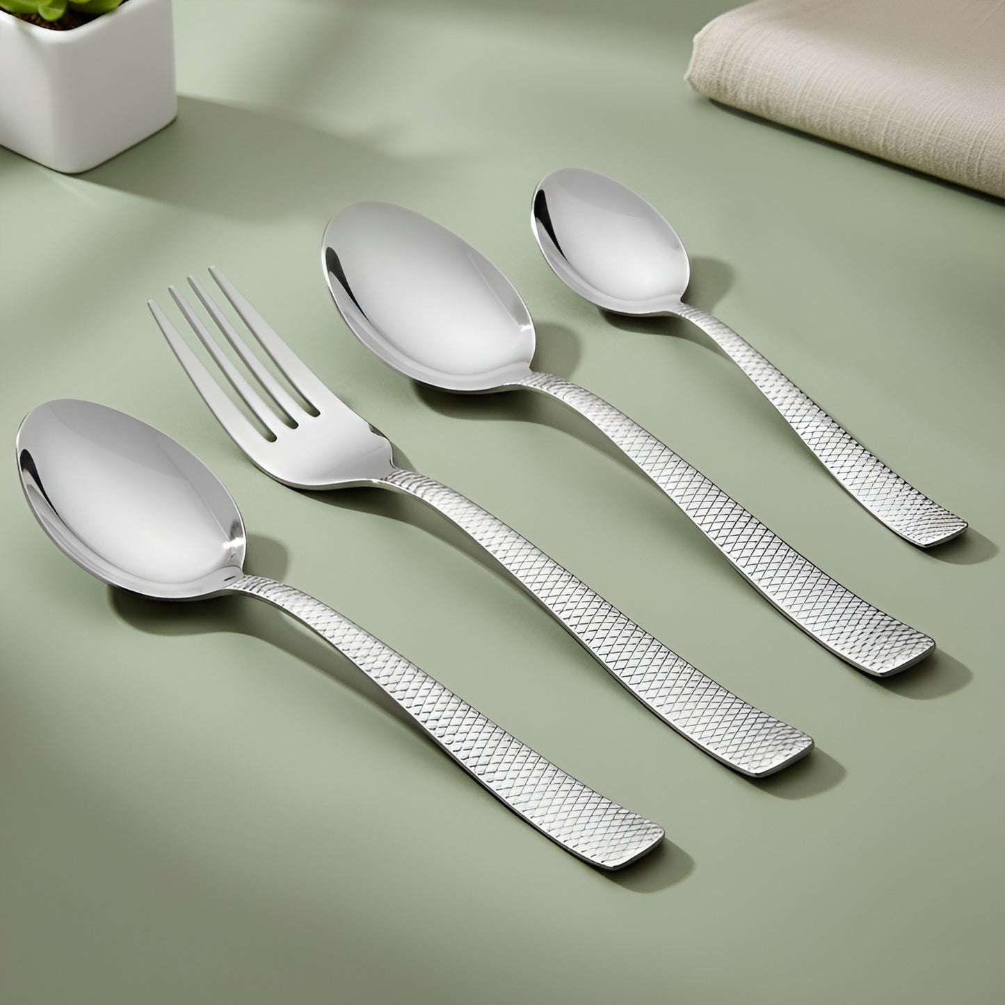 24 Pcs Stainless Steel Cutlery Set for Home & Kitchen | Silver Dining Tableware
