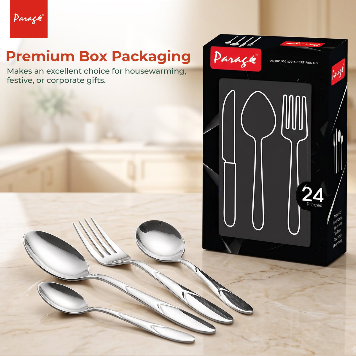 Cutlery Set 24 pcs Stainless Steel Silver Luxury – Parage