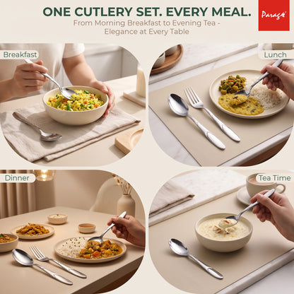 Cutlery Set 24 pcs Stainless Steel Silver Luxury – Parage