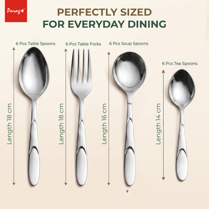 Cutlery Set 24 pcs Stainless Steel Silver Luxury – Parage