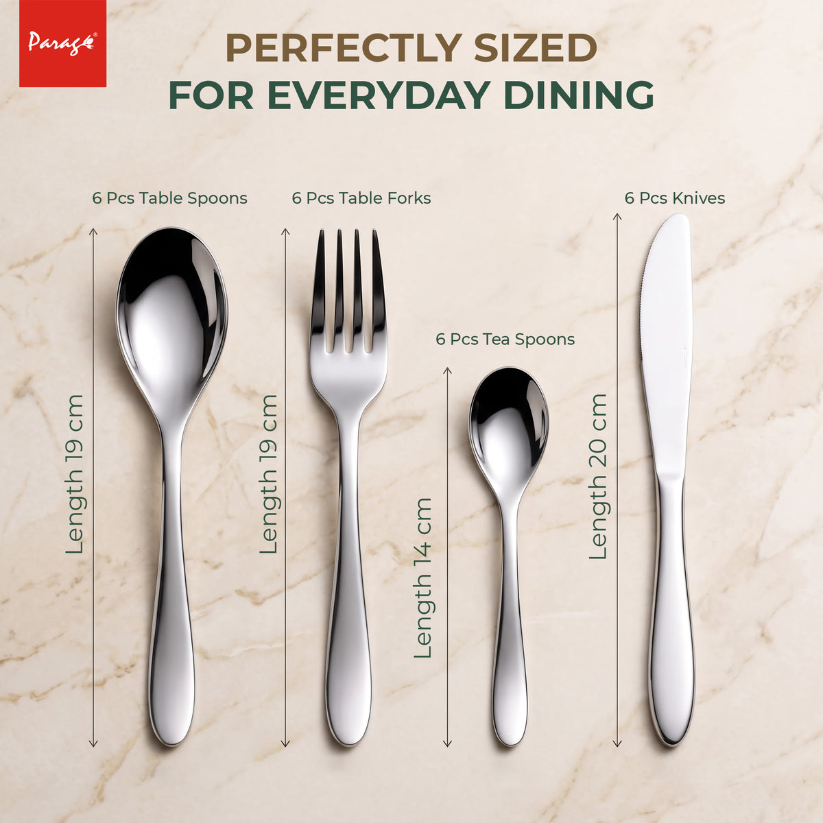 Parage Stainless Steel Premium Jazz Cutlery Set of 24 - Spoons, Forks & Knives – Parage