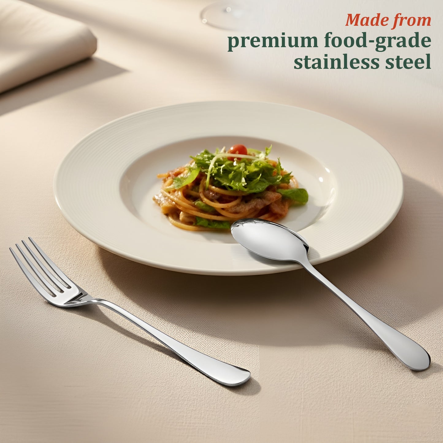 24 Pcs Stainless Steel Cutlery Set for Home & Kitchen - Mirror Finish Tableware Spoons & Forks