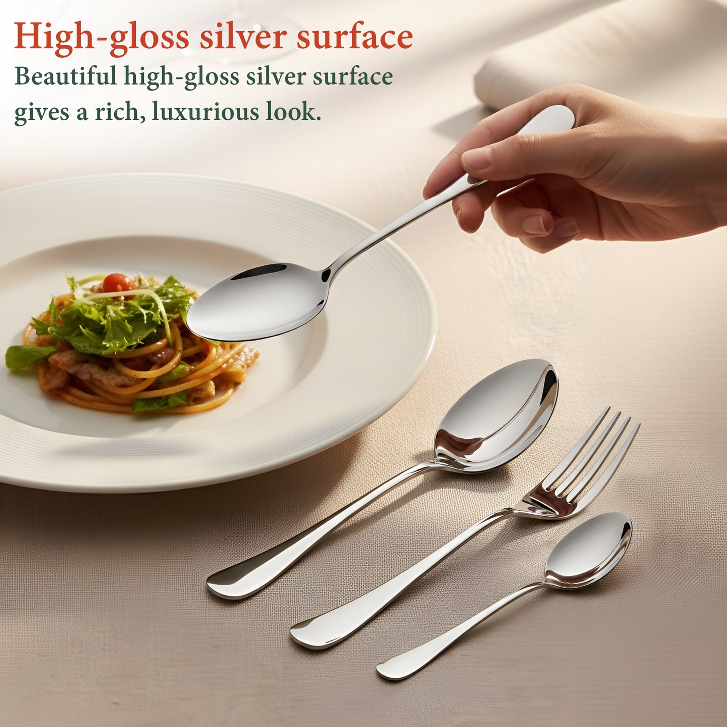 24 Pcs Stainless Steel Cutlery Set for Home & Kitchen - Mirror Finish Tableware Spoons & Forks