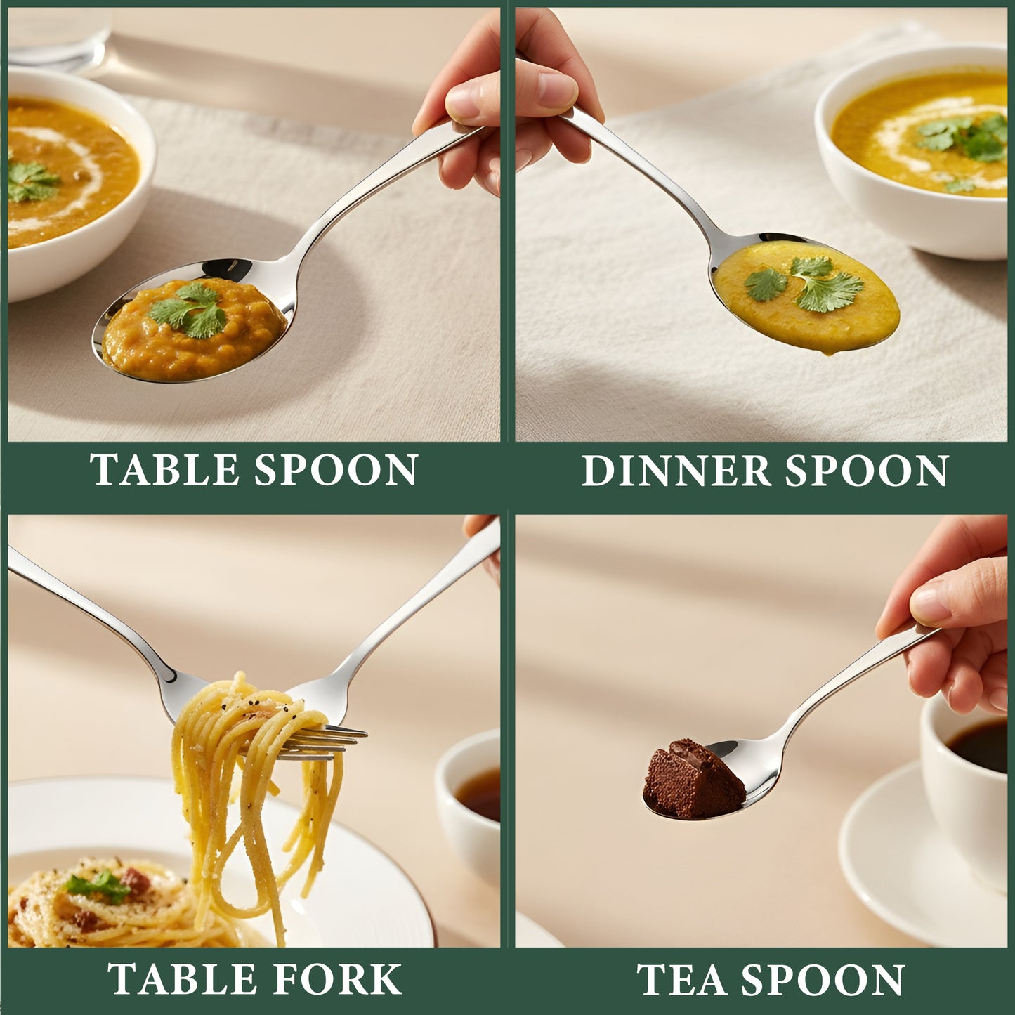 24 Pcs Stainless Steel Cutlery Set for Home & Kitchen - Mirror Finish Tableware Spoons & Forks