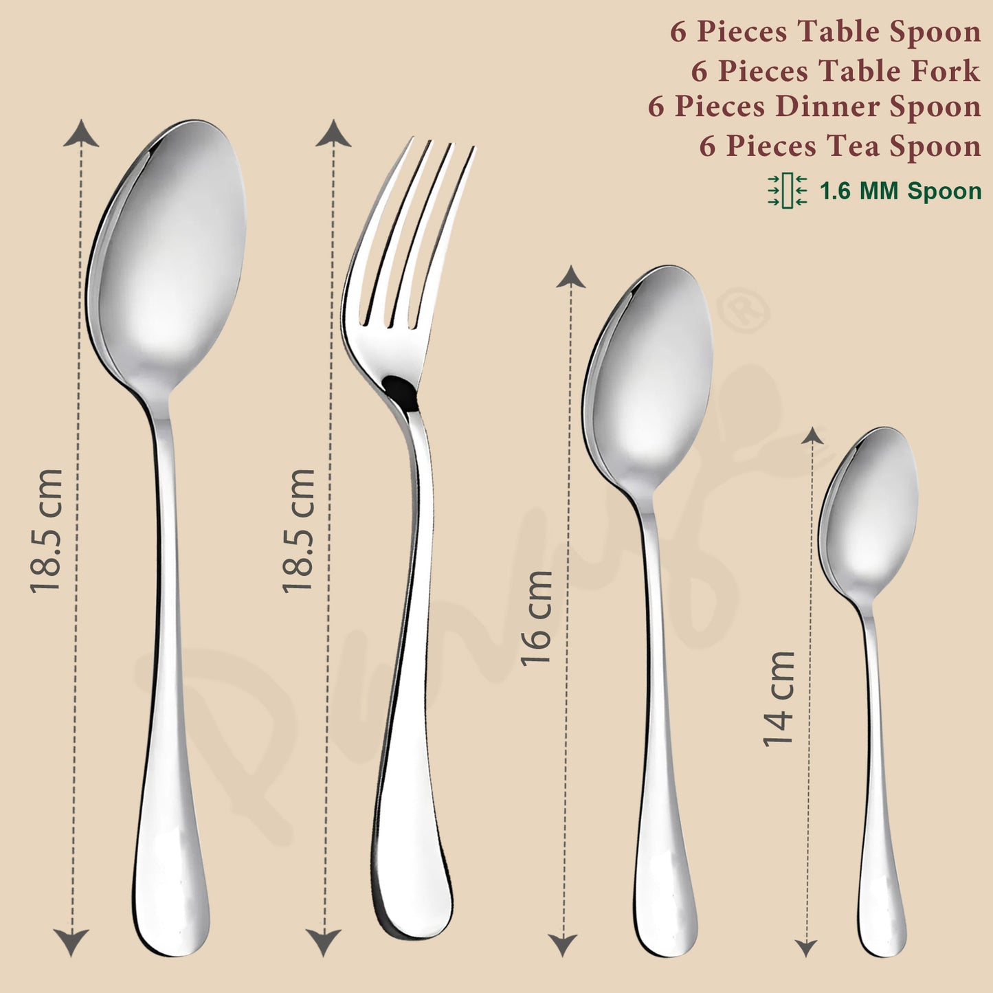 24 Pcs Stainless Steel Cutlery Set for Home & Kitchen - Mirror Finish Tableware Spoons & Forks