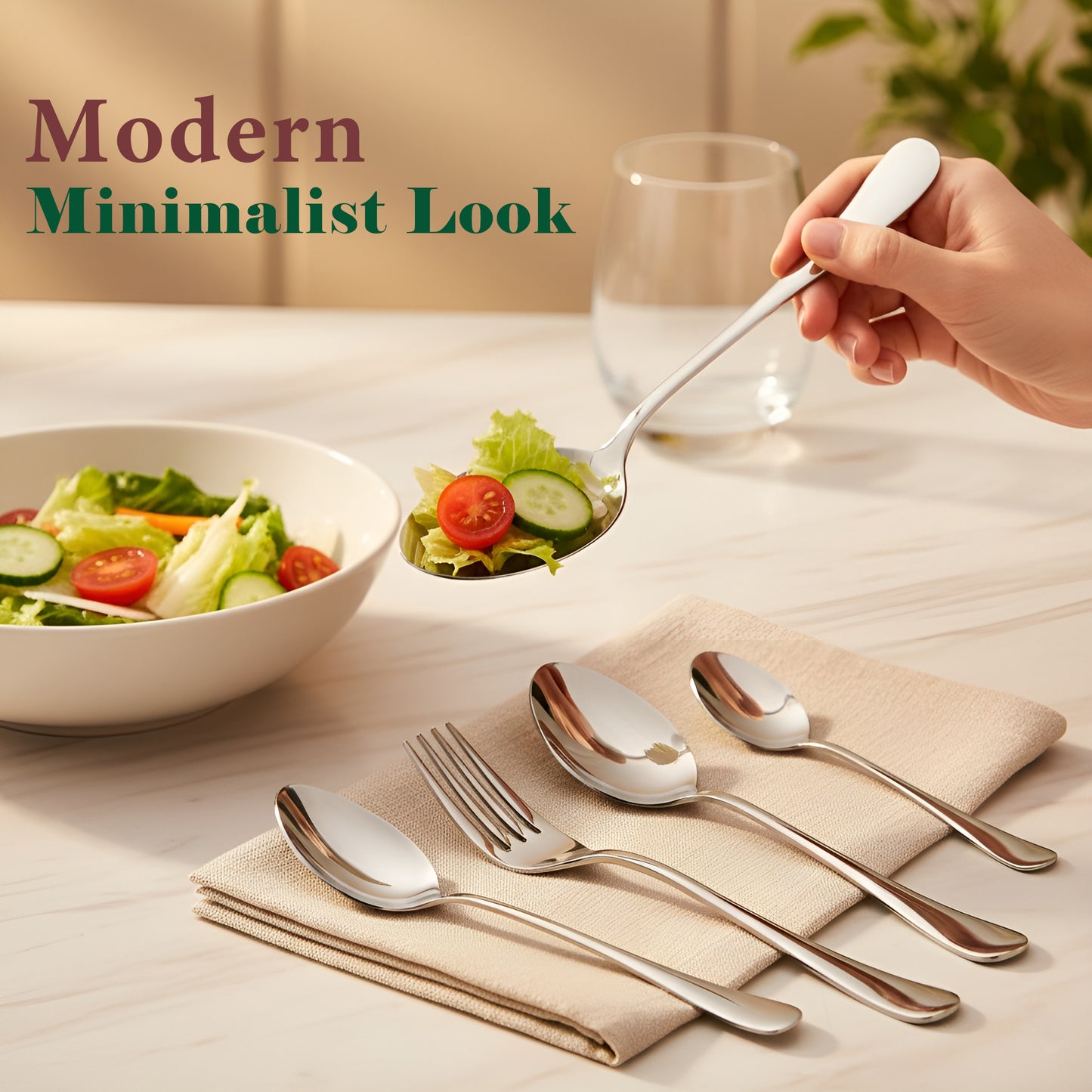 24 Pcs Stainless Steel Cutlery Set for Home & Kitchen - Mirror Finish Tableware Spoons & Forks