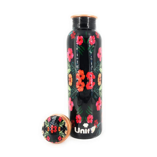 950 ml Copper Water Bottle - Floral Modern Art Print, Leak-Proof, Multicolor