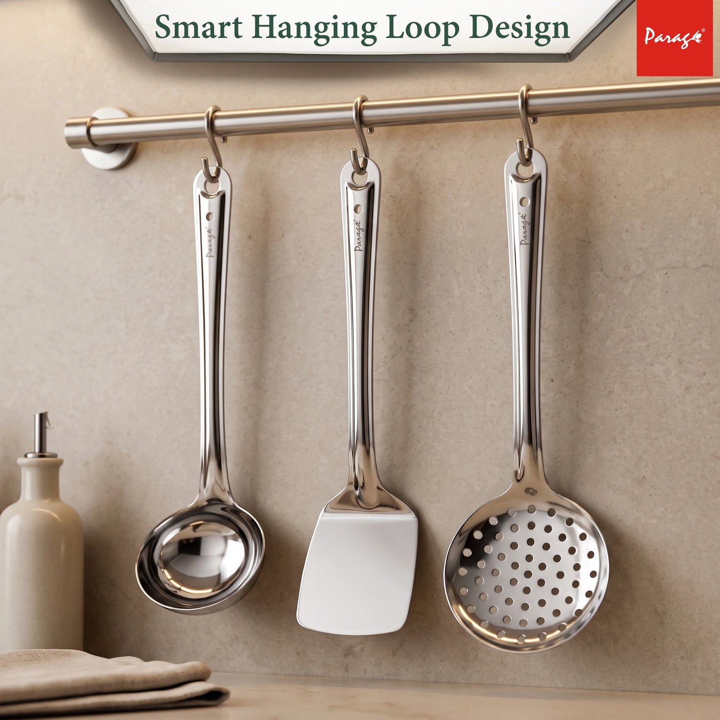 Kitchen Cooking Tool Set | 34.5 cm, 3 piece | Stainless Steel | Silver