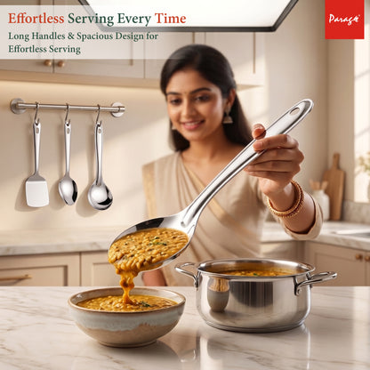 Serving Spoon Set | 26.5cm, 4pc | Stainless Steel | Silver | Basting Spoon