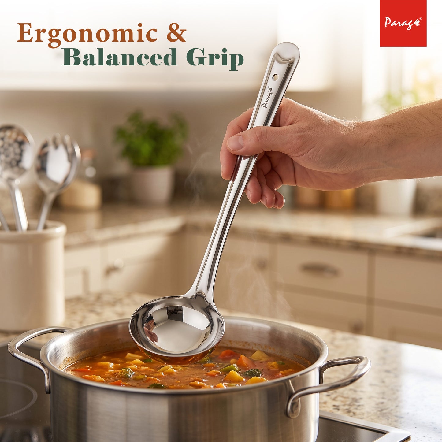Serving Spoon Set | 5 piece | Stainless Steel | Silver | Basting Spoon