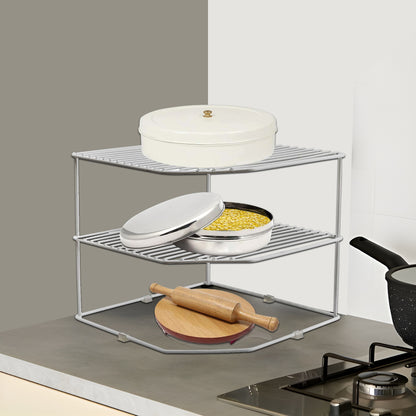 Multipurpose Stainless Steel Corner Shelf Rack – 25×25×30?cm, Chrome Finish