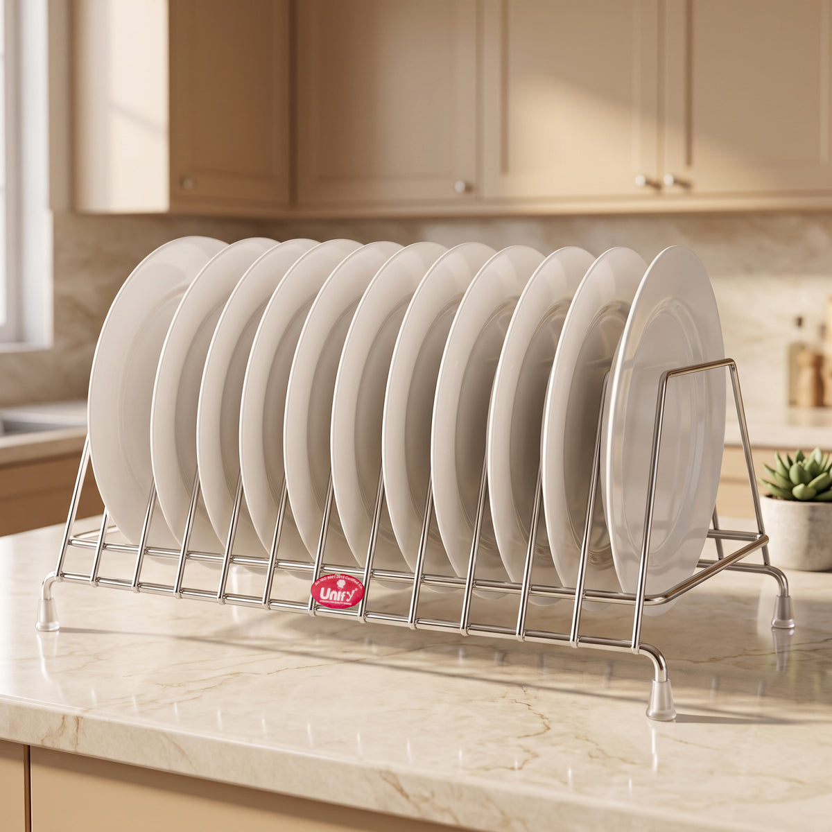 Plate Rack 10 section Stainless Steel Chrome Lid Organizer – Parage
