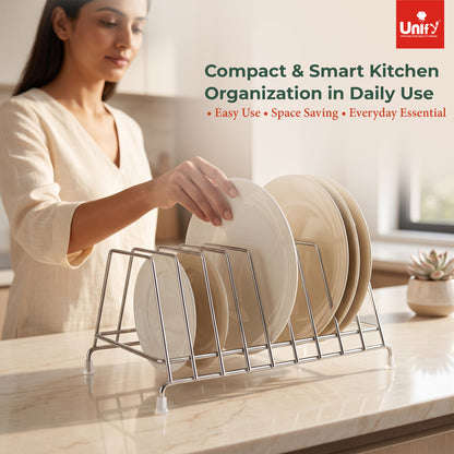 Plate Rack 10 section Stainless Steel Chrome Lid Organizer – Parage