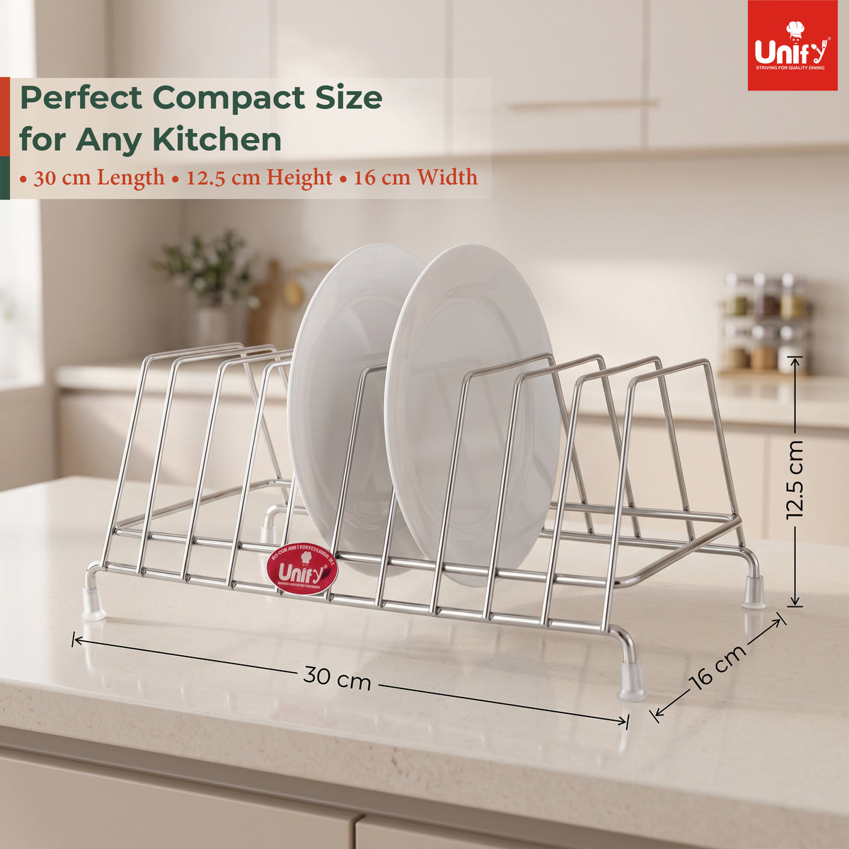 Plate Rack 10 section Stainless Steel Chrome Lid Organizer – Parage