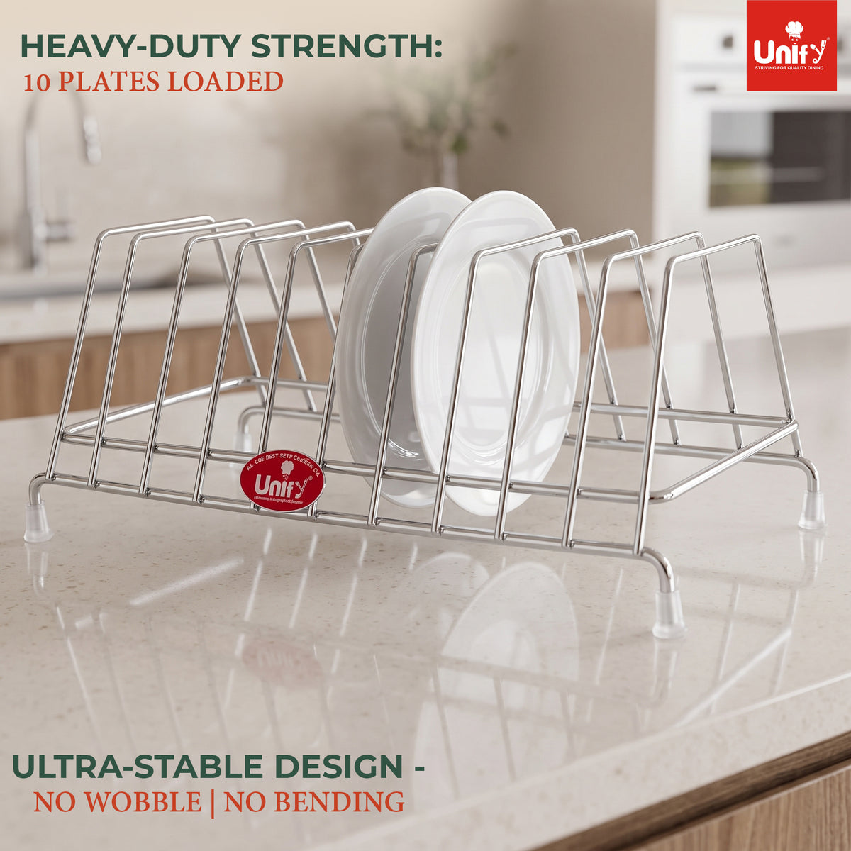 Plate Rack 10 section Stainless Steel Chrome Lid Organizer – Parage