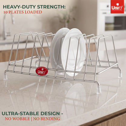 Plate Rack 10 section Stainless Steel Chrome Lid Organizer – Parage