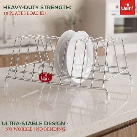 Plate Rack | 10 section | Stainless Steel | Chrome | Lid Organizer