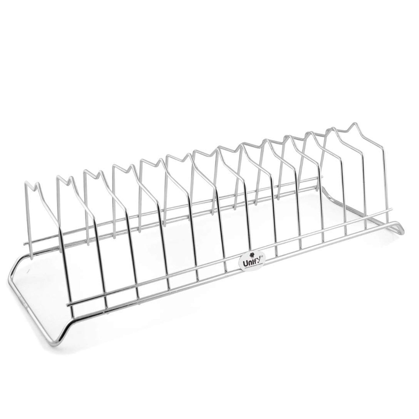 Stainless Steel Plate Stand for Kitchen | 12 Section Dish & Utensil Rack Silver