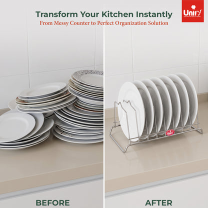 Stainless Steel Plate Rack for Kitchen 8 Section Utensil & Dish Stand Silver – Parage