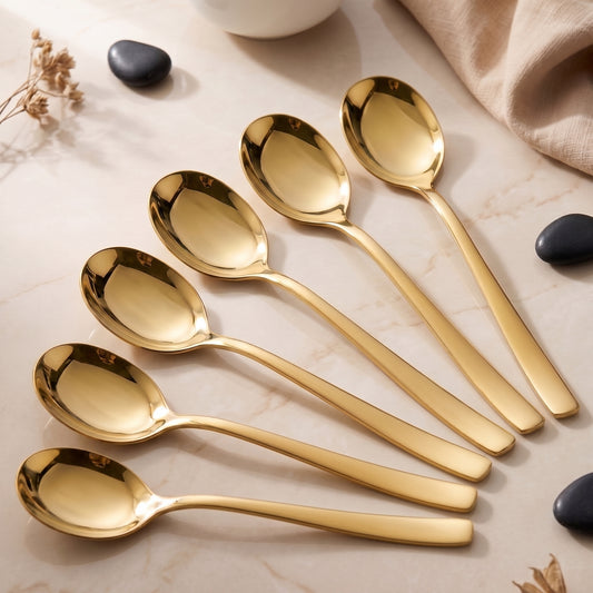Soup Spoon Set | 18.5cm, 6 piece | Stainless Steel | Gold | PVD Gold