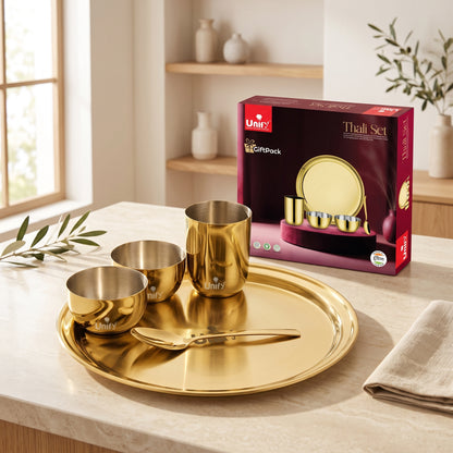 Thali Set | Stainless Steel | Golden | Gold Plated