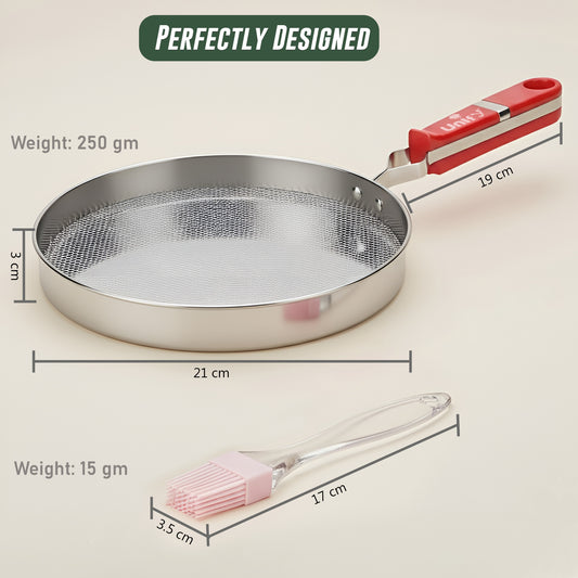 1-Piece Phulka Grill Jali with Free Oil Brush | Heavy Gauge | Stainless Steel | Silver