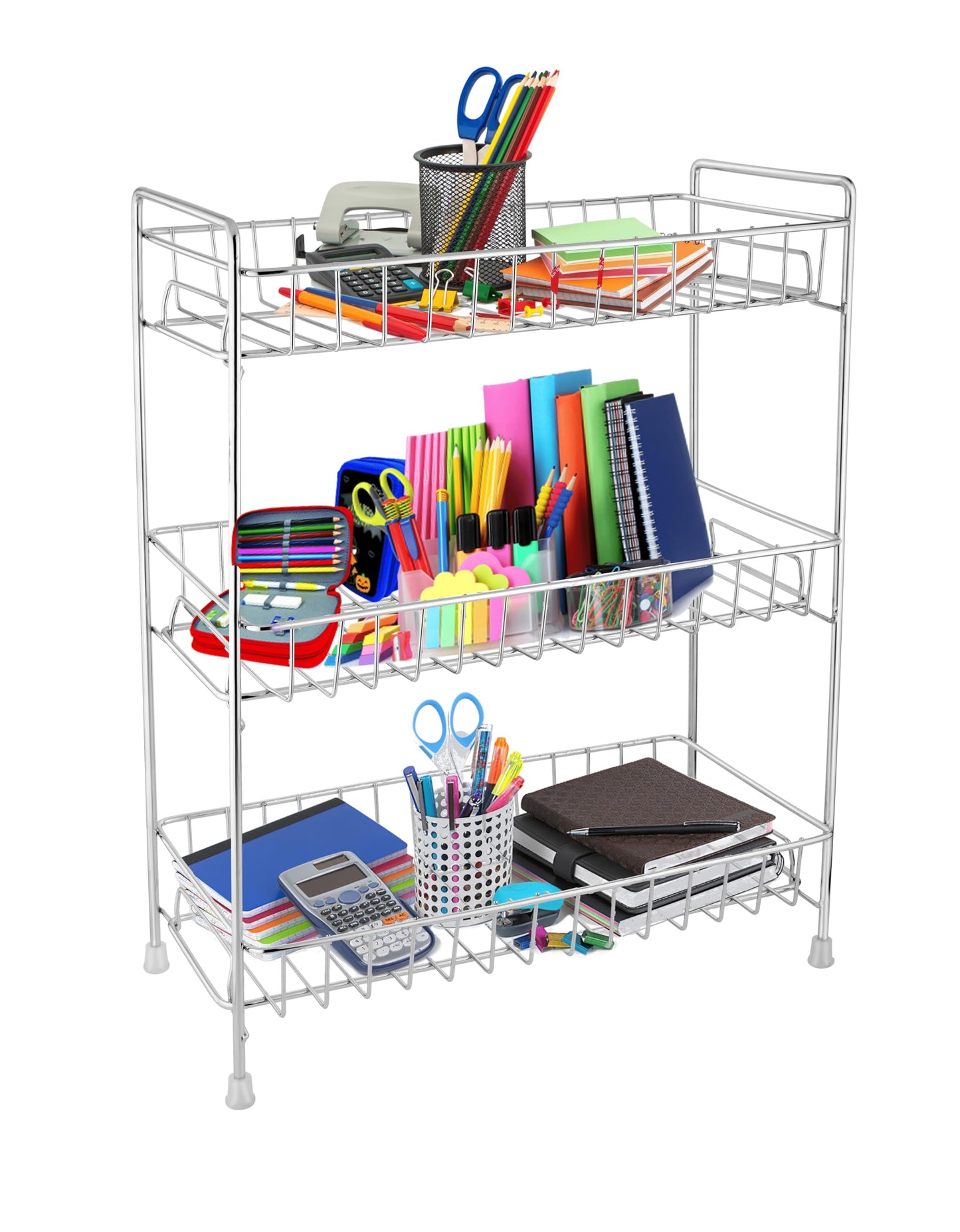 Stainless Steel 3-Tier Spice Rack Organizer with Shelf Liner | Kitchen, Cabinet & Pantry