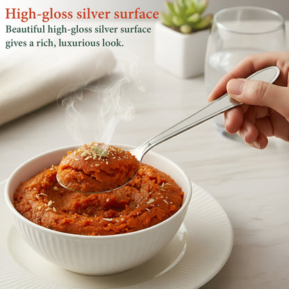 12 Pcs Stainless Steel Dinner Spoon Set | 15.5 cm Regency Table Spoons Silver