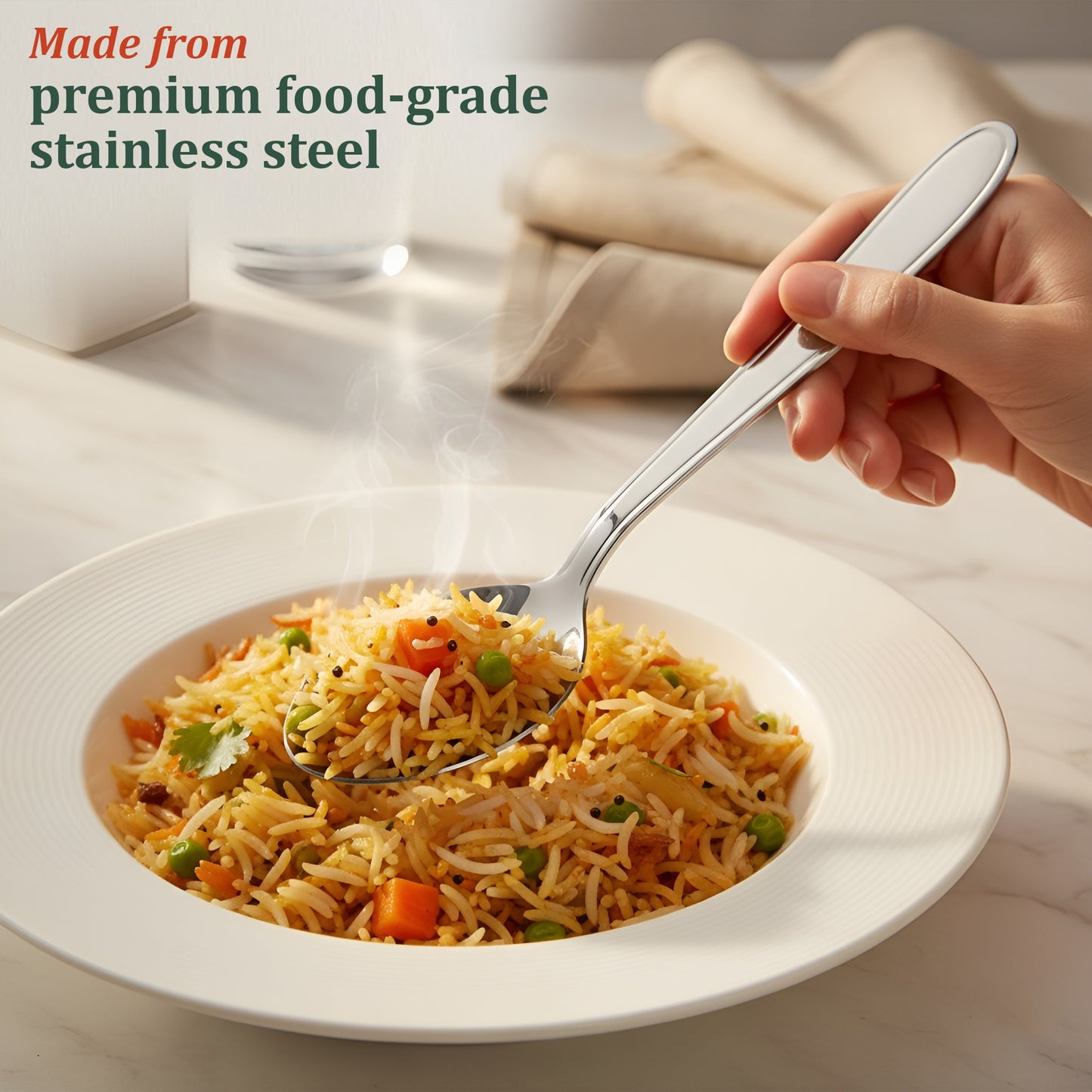 12 Pcs Stainless Steel Dinner Spoon Set | 15.5 cm Regency Table Spoons Silver