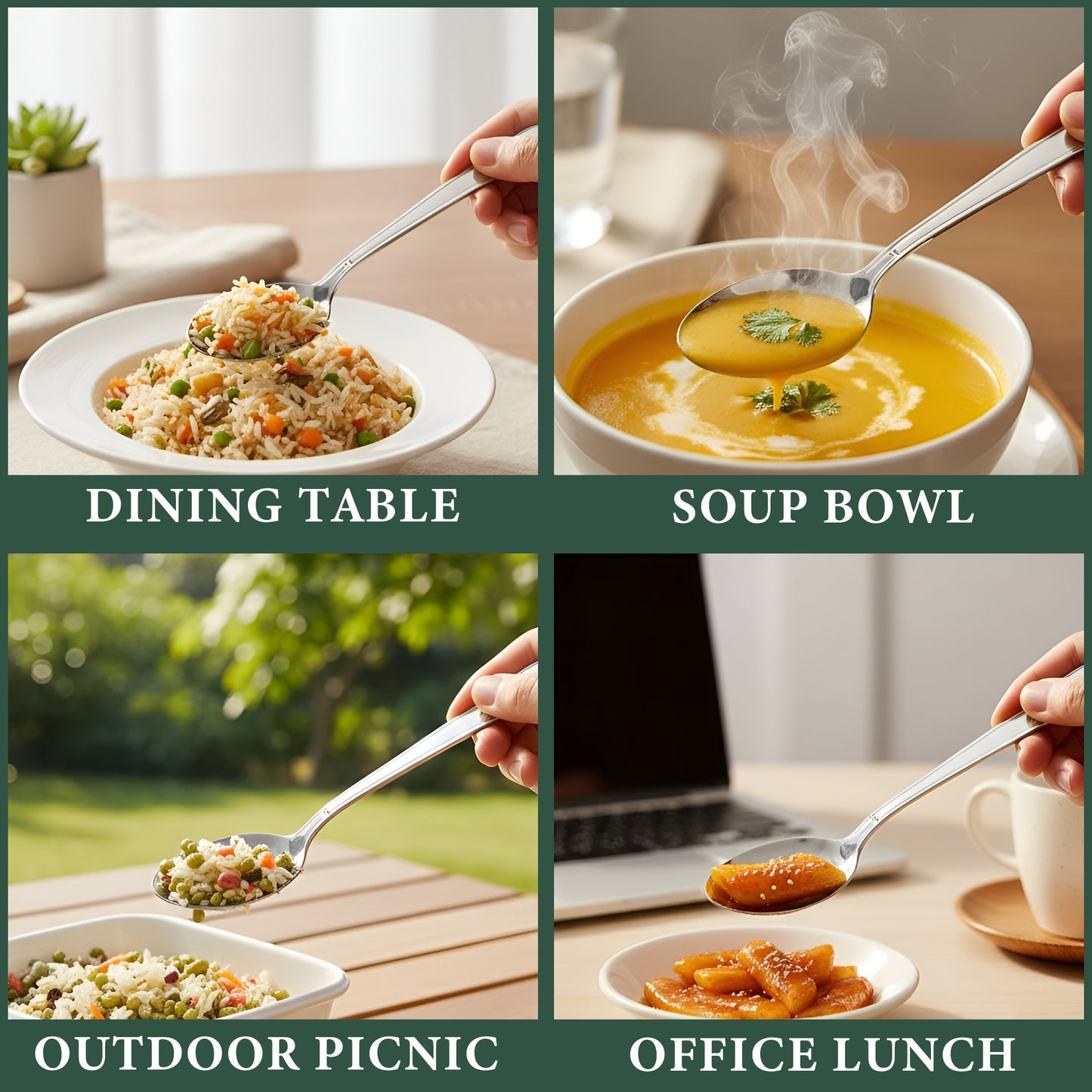 12 Pcs Stainless Steel Dinner Spoon Set | 15.5 cm Regency Table Spoons Silver