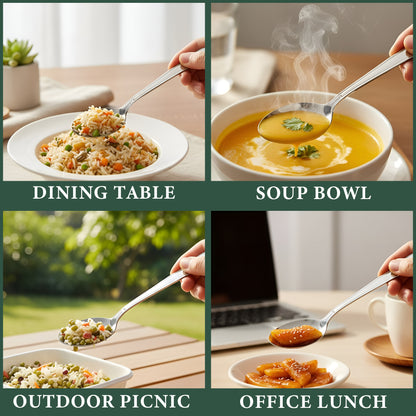 12 Pcs Stainless Steel Dinner Spoon Set | 15.5 cm Regency Table Spoons Silver