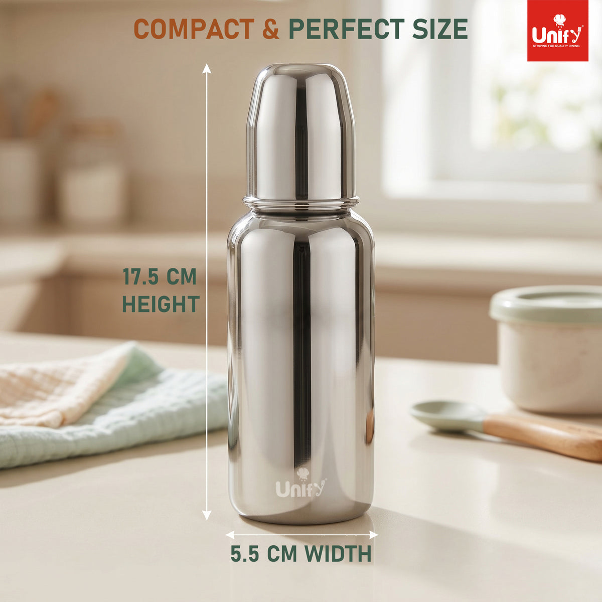Baby Feeding Bottle 250ml Stainless Steel Leak-Proof – Parage
