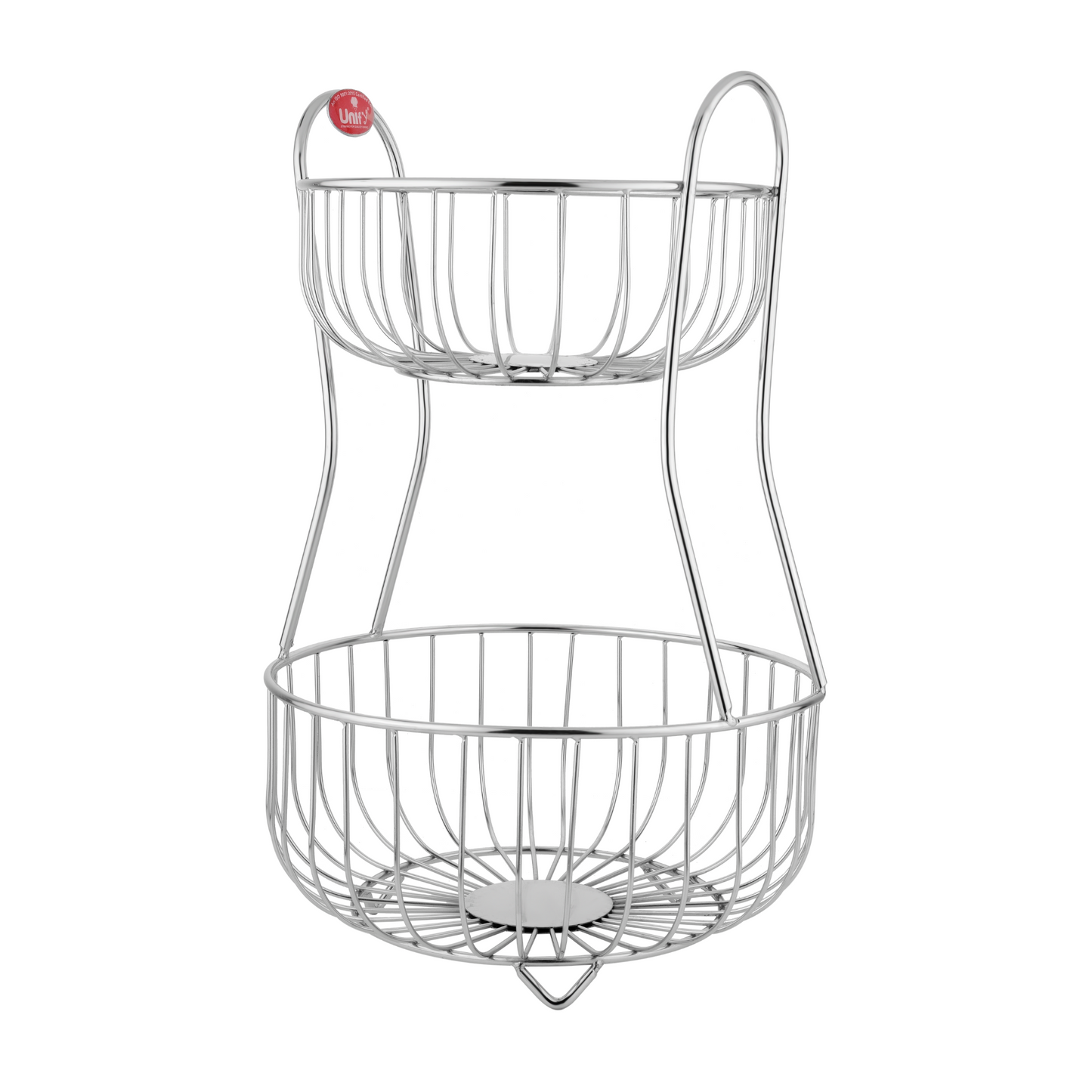 2-Tier Stainless Steel Fruit Basket - Round, 1 kg, Kitchen & Dining Table Stand