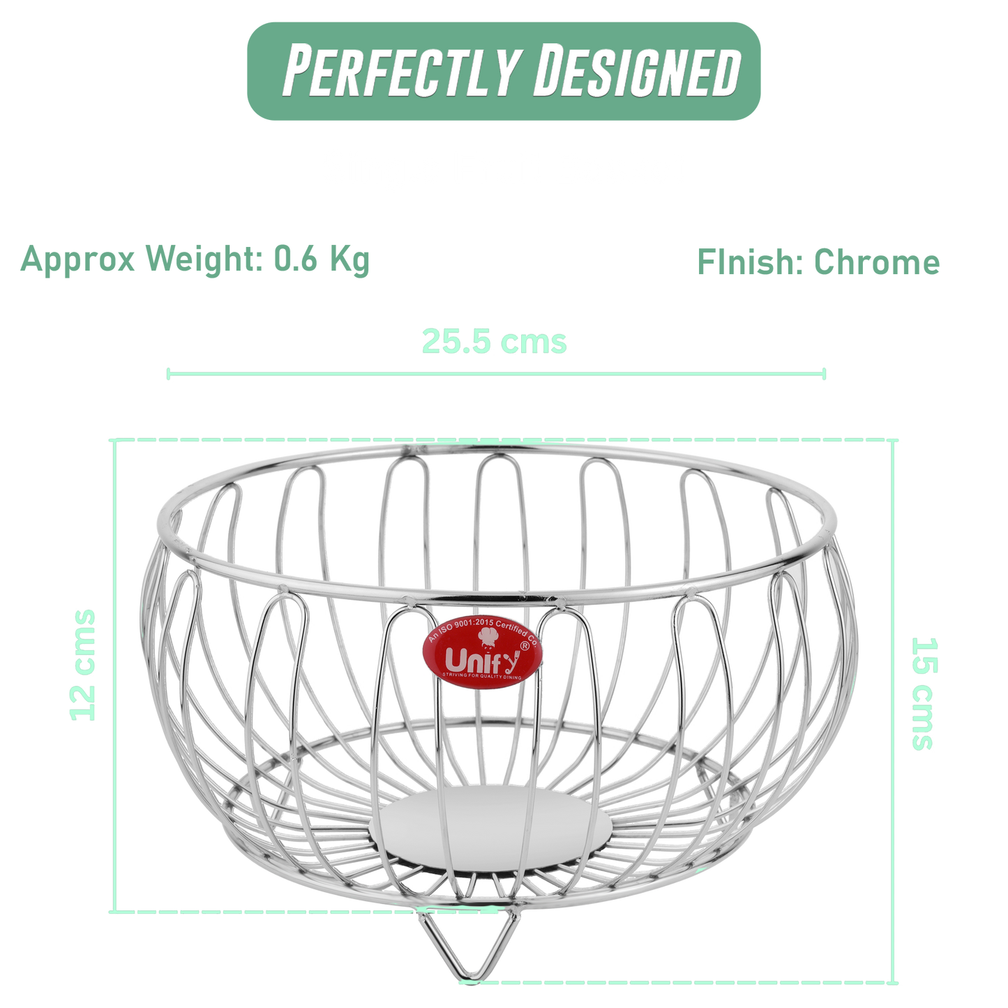 Stainless Steel Fruit Basket for Dining Table - Multipurpose Vegetable & Fruit Bowl, Countertop Stand, 26x15x12 cm