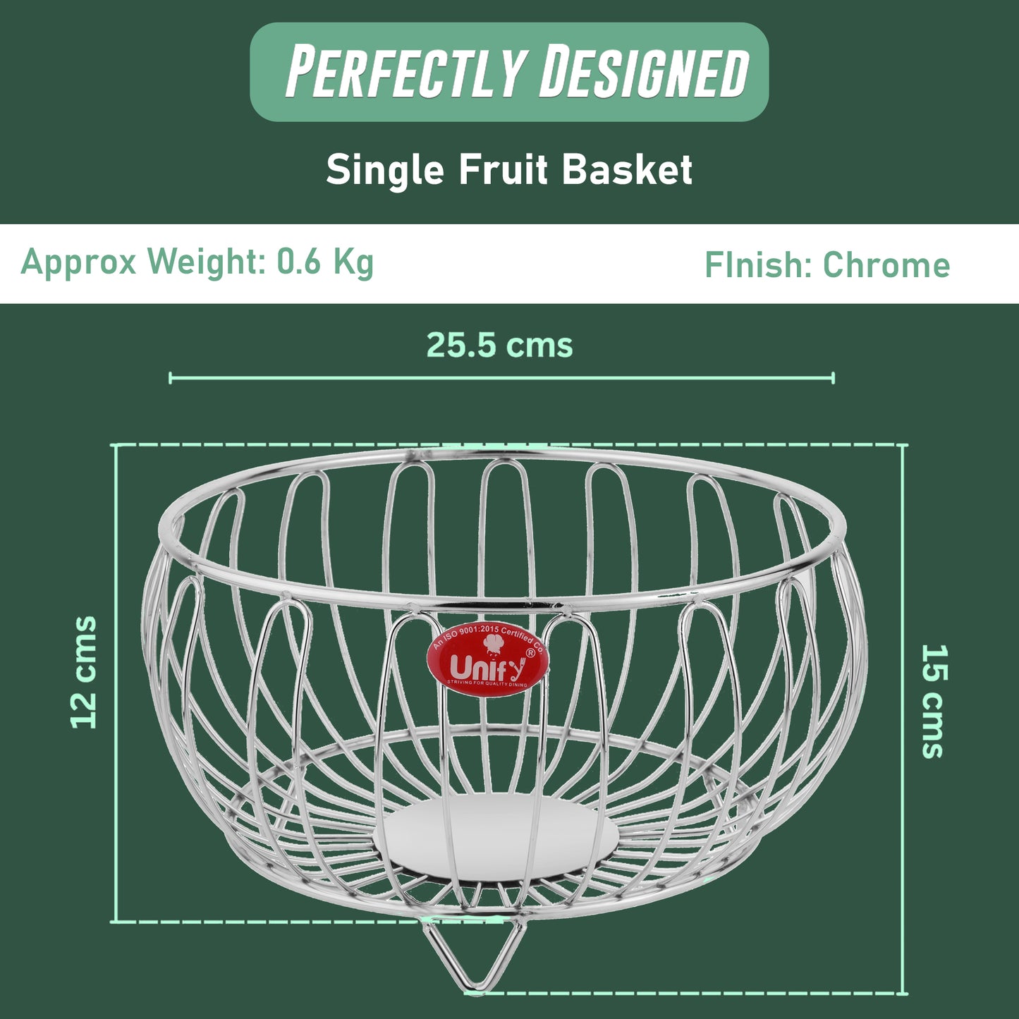 Stainless Steel Fruit Basket for Dining Table - Multipurpose Vegetable & Fruit Bowl, Countertop Stand, 26x15x12 cm