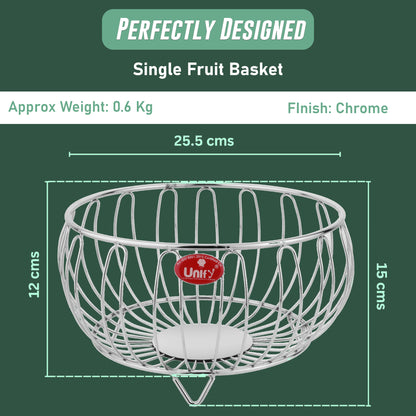 Stainless Steel Fruit Basket for Dining Table - Multipurpose Vegetable & Fruit Bowl, Countertop Stand, 26x15x12 cm