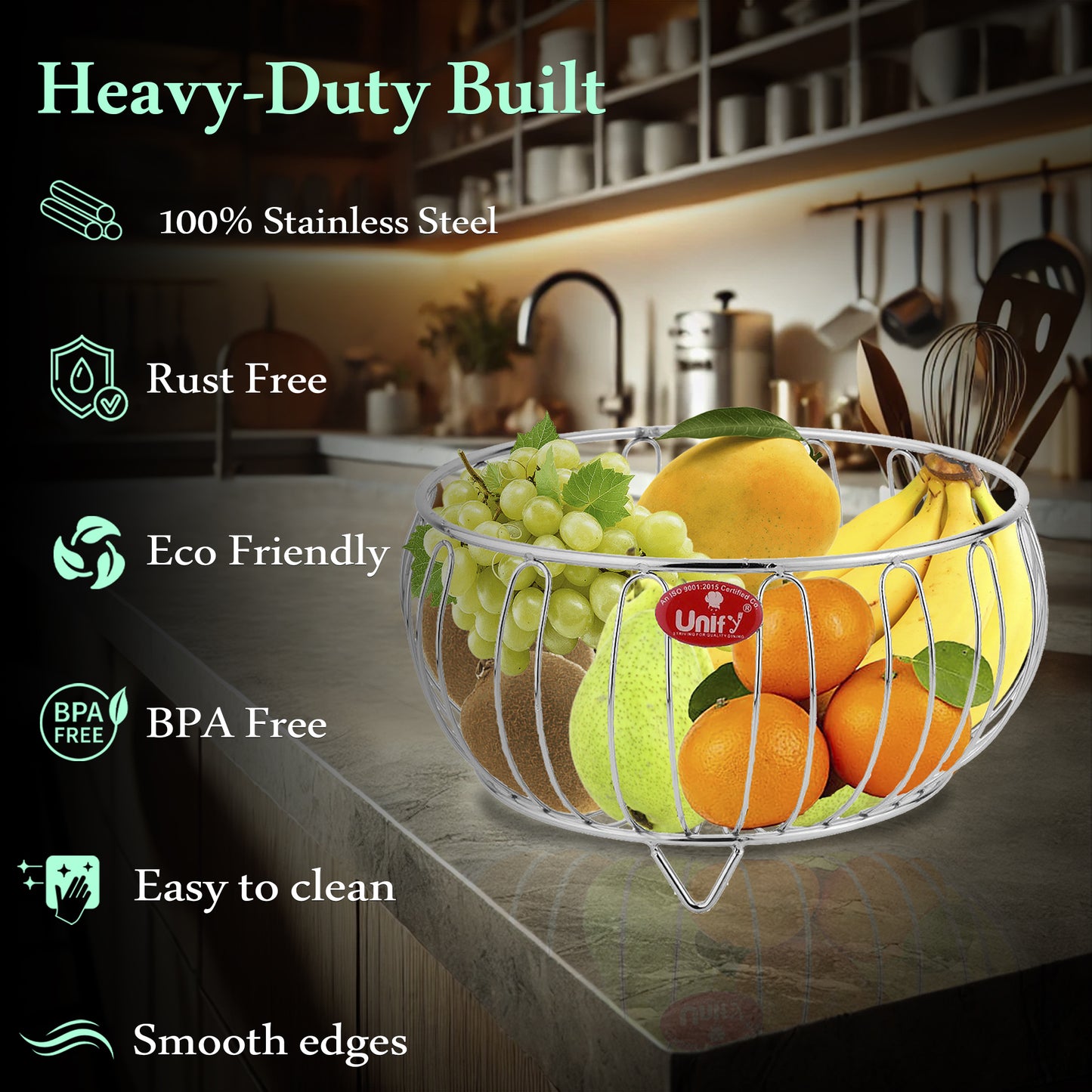 Fruit & Vegetable Basket | 26x15x12cm | Stainless Steel | Silver