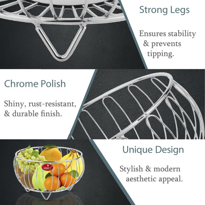 Fruit & Vegetable Basket | 26x15x12cm | Stainless Steel | Silver
