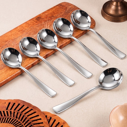 Soup Spoon Set | 18.5cm, 6 piece | Stainless Steel | Silver