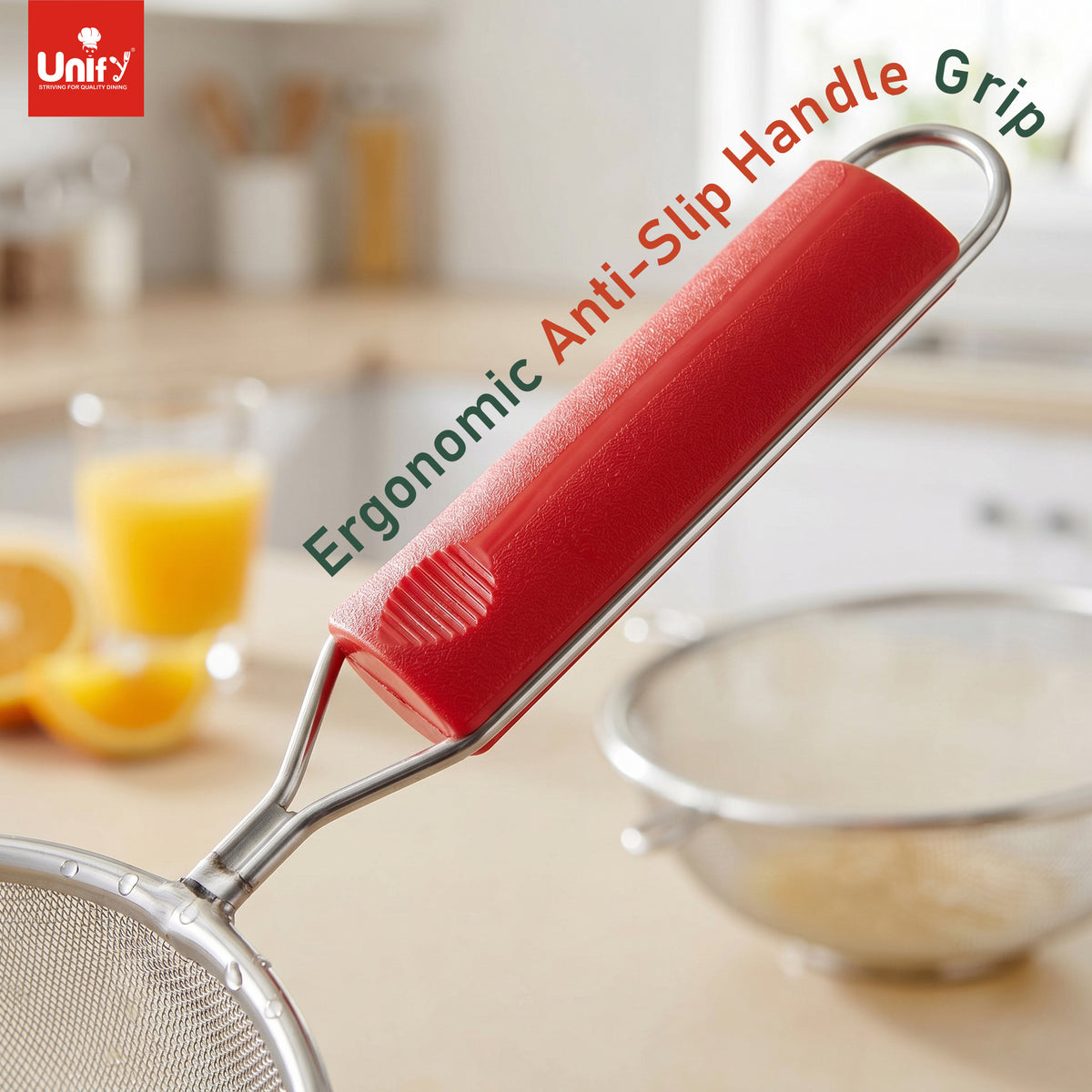 Strainer & Colander 11cm, 16cm Stainless Steel Red Handle – Parage