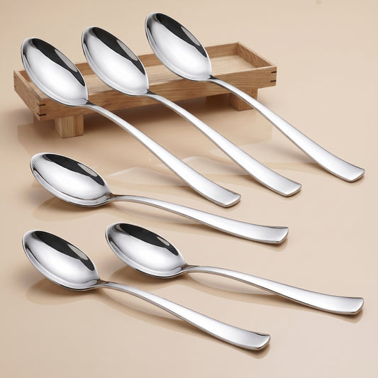 Dinner Spoon Set | 18.5 cm, 6 piece | Stainless Steel | Silver | Tea Coffee