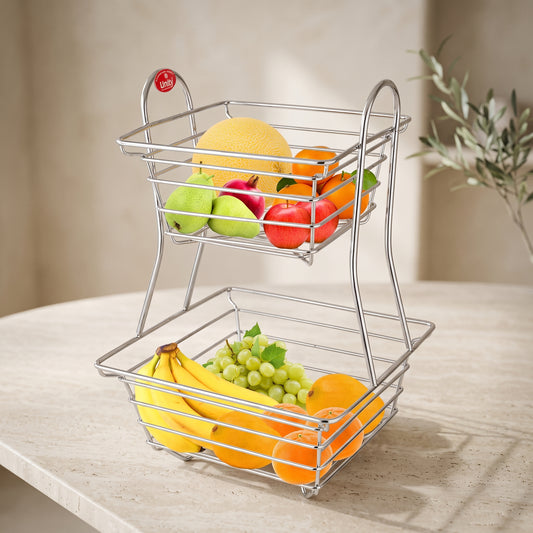 Fruit & Vegetable Basket | 2 Tier | Stainless Steel | Square