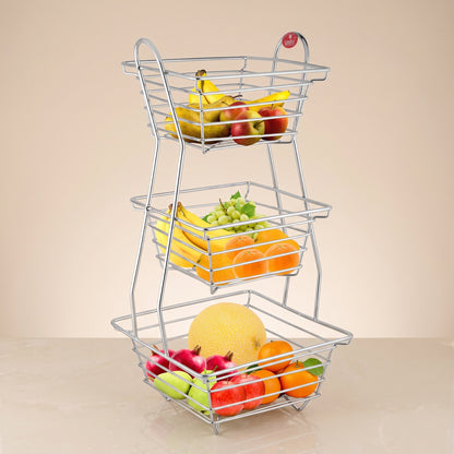 Fruit & Vegetable Basket | 3 Tier | Stainless Steel | Square