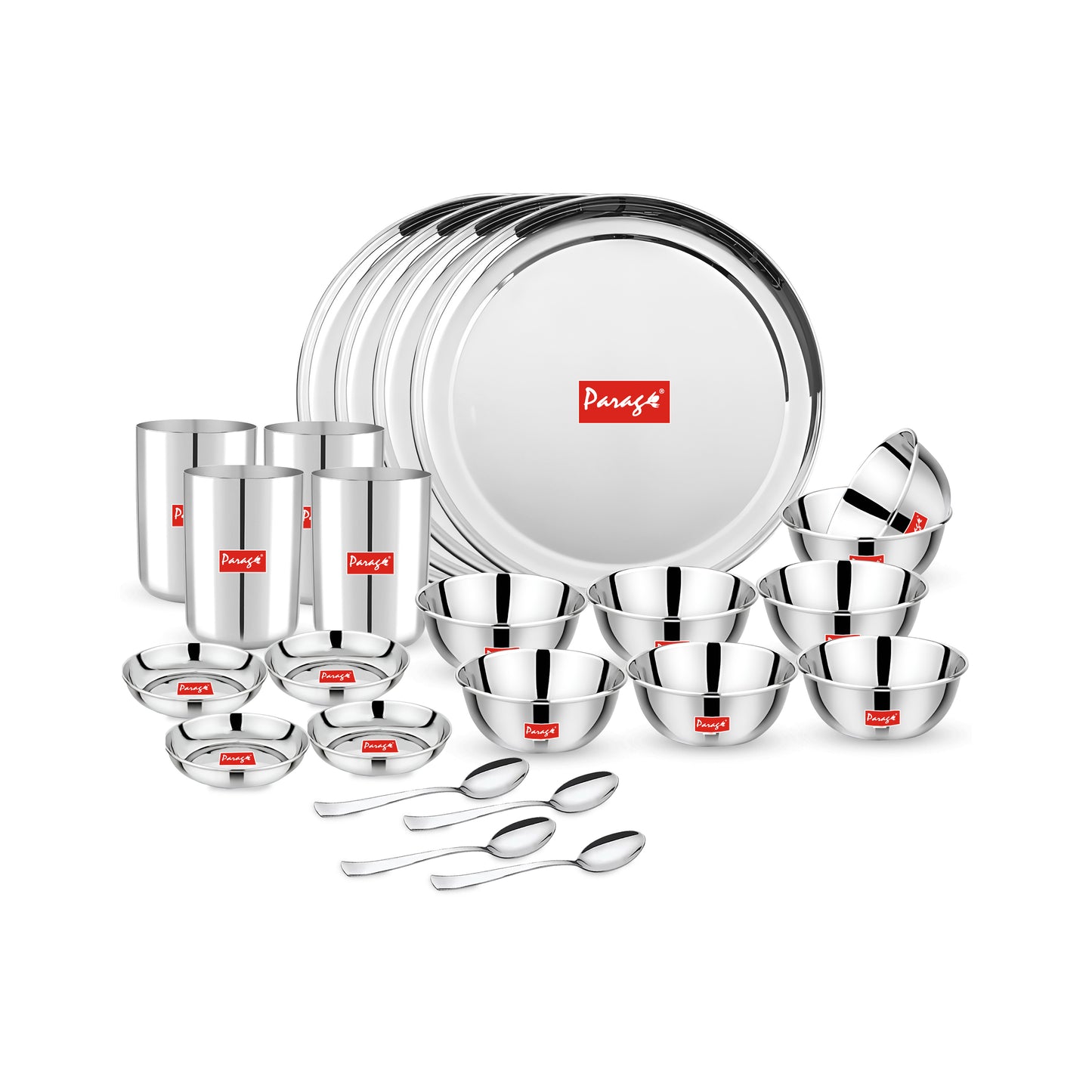 Dinner Set | 24pc | Stainless Steel | Silver | Premium