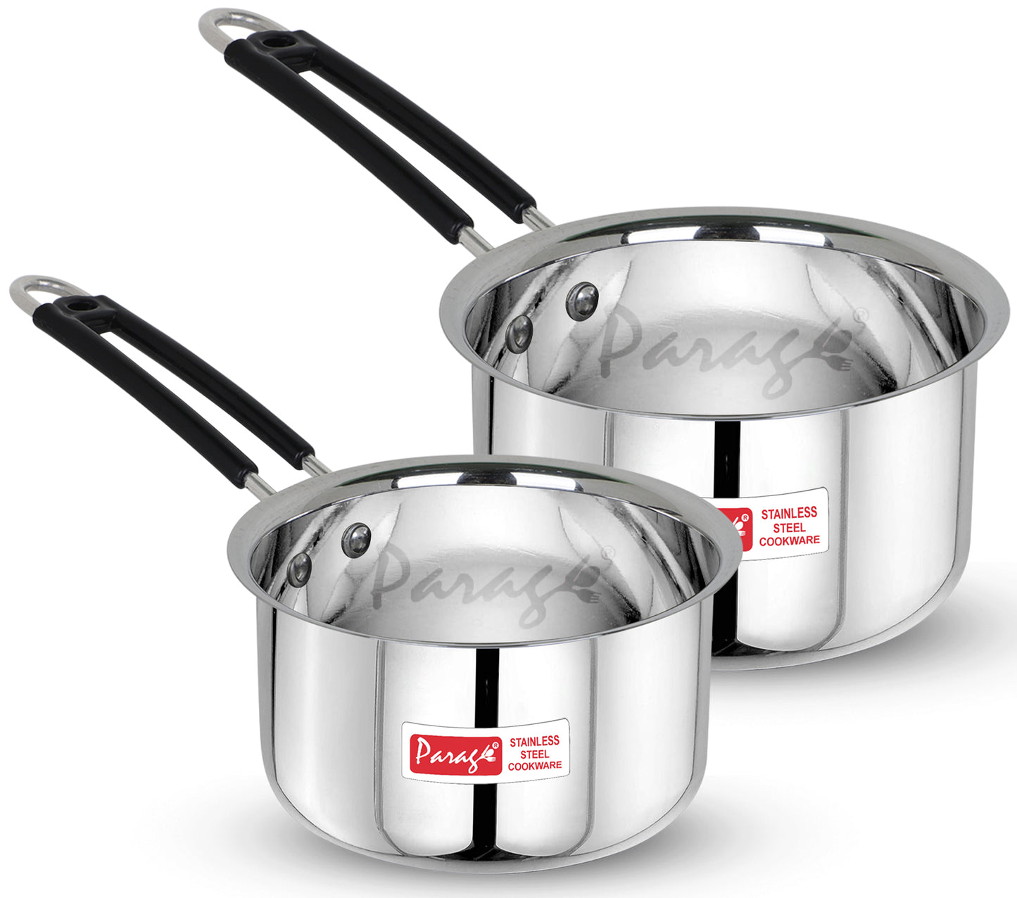 2pc Stainless Steel Saucepan Set | 1L & 1.75L | Silver