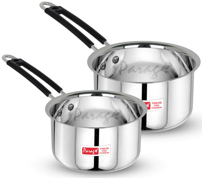 2pc Stainless Steel Saucepan Set | 1L & 1.25L | Silver