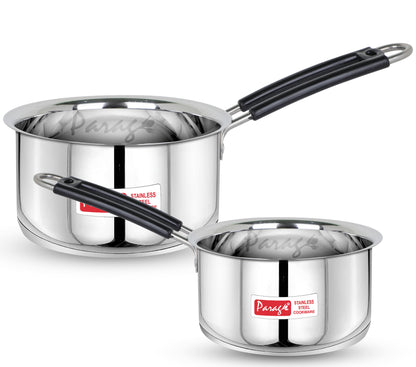 2pc Stainless Steel Saucepan Set | 1.25L & 1.75L | Silver
