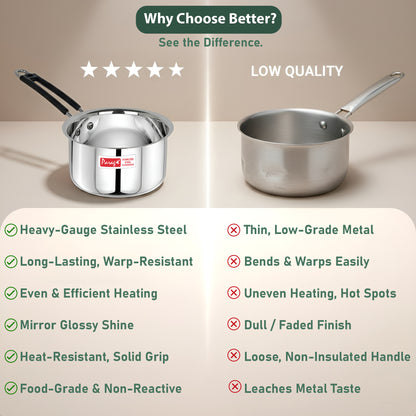 Stainless Steel Saucepan | 1L Heavy Gauge | Silver