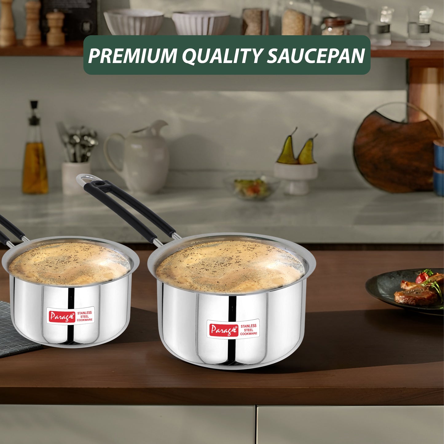 2pc Stainless Steel Saucepan Set | 1L & 1.25L | Silver