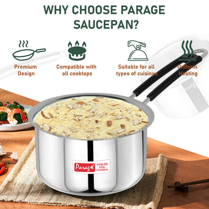 2pc Stainless Steel Saucepan Set | 1.25L & 1.75L | Silver